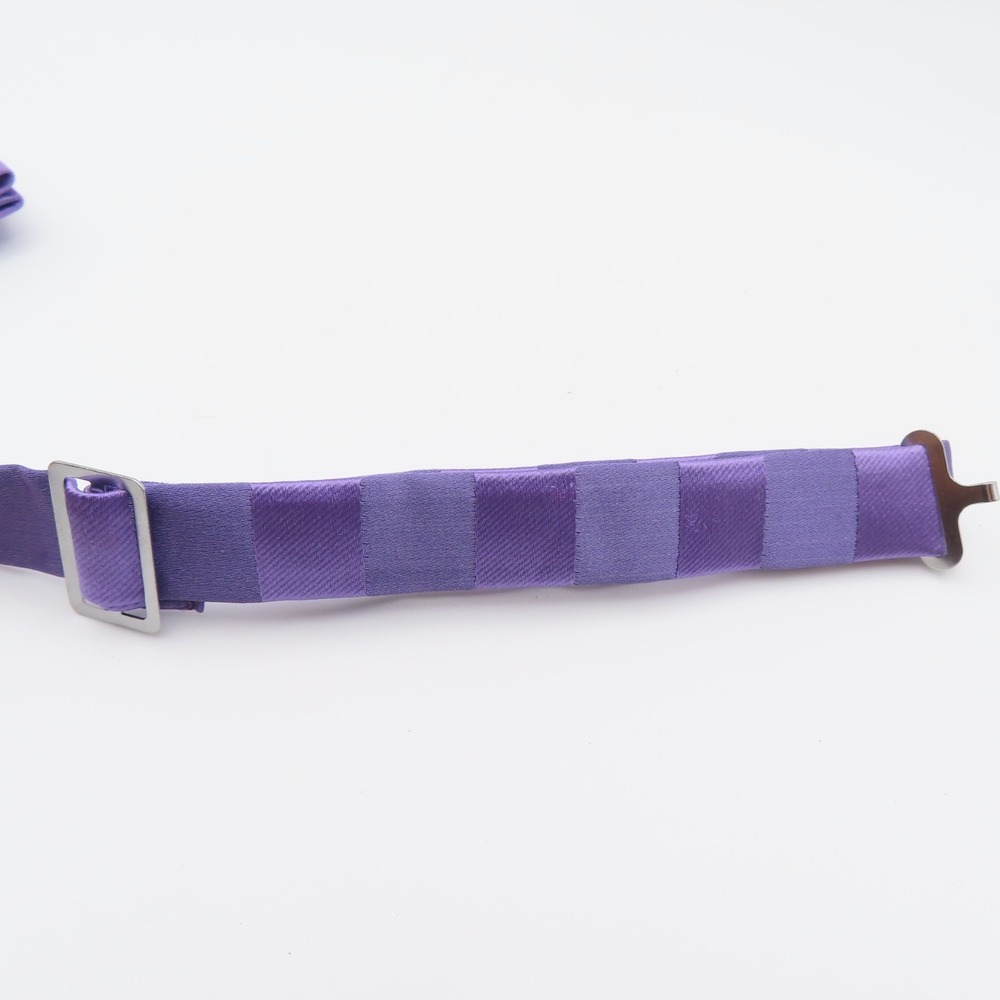 Stacy Adams Bow Tie Purple Striped 2.5" Wide Pre Tie Polyester - Picture 4 of 4